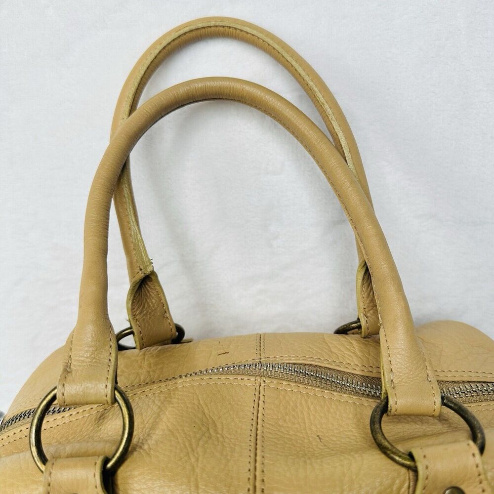 Naturalizer Tan Pebble Grain Leather Handbag Double Front Pockets 12"x5"x6" - Picture 9 of 15